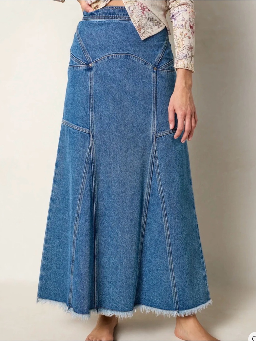 Natural life Fitted Cotton Denim Maxi Skirt Size 14
